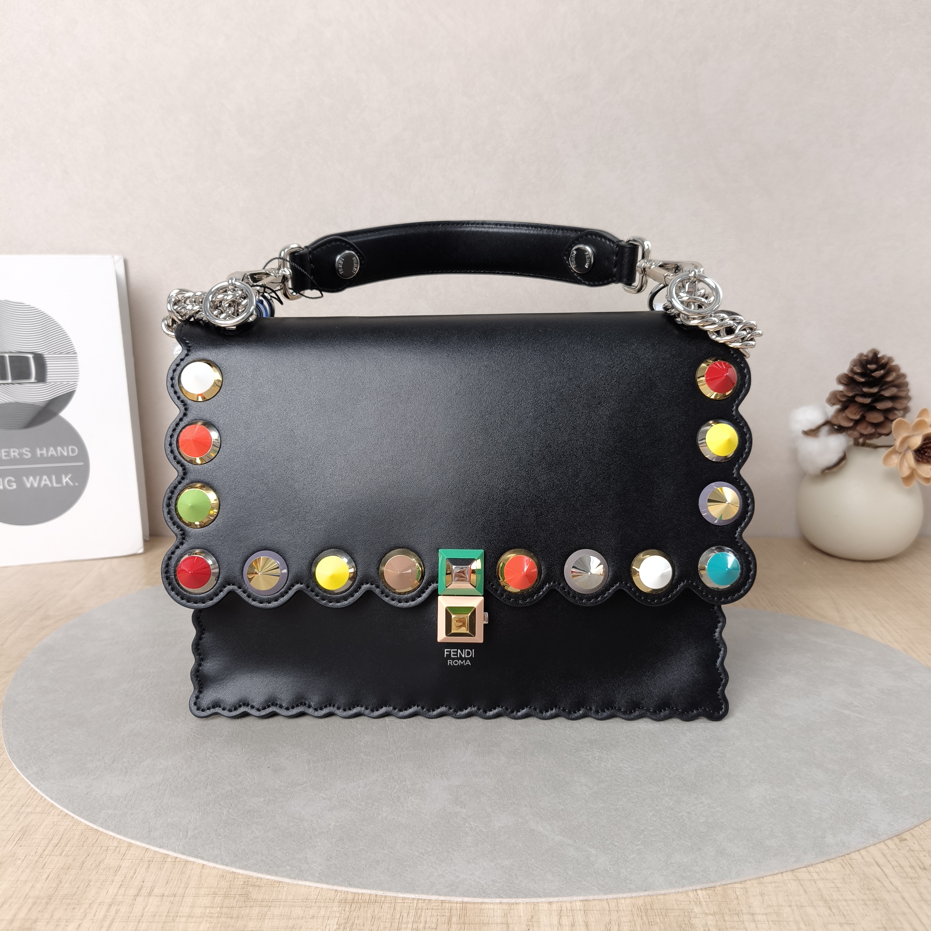 FENDI Crossbody Bag Crossbody Bag Black Calfskin One Size25 × 10 × 18 cm
