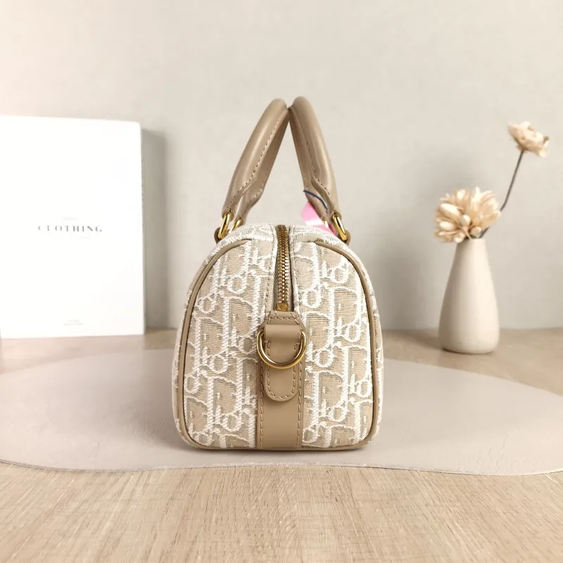 DIOR Shoulder Bag Groove 20 Top Handle Bag Taupe Canvas Small 20.5 × 12 × 13.5 cm — detail view 2 of 11
