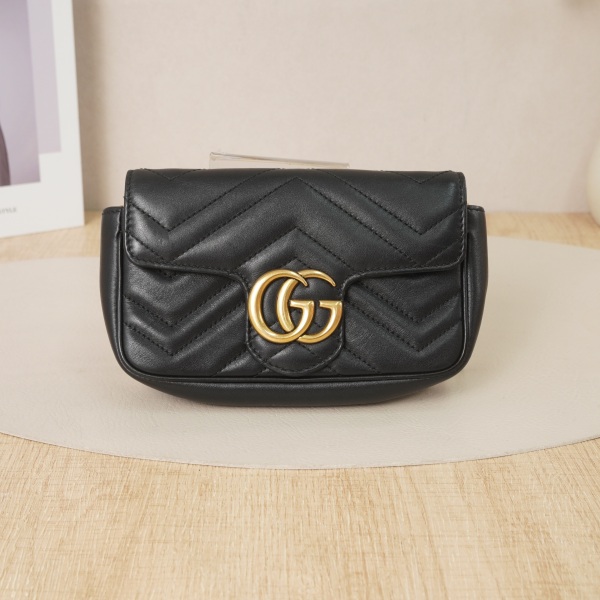 GUCCI GG Marmont Marmontmini Black Calfskin · Shoulder Strap · 16.5 × 4.5 × 9.5 cm