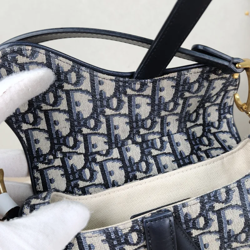 DIOR Top Handle Bag Saddle Blue Canvas Mini 19 × 6 × 15 cm — detail view 6 of 11