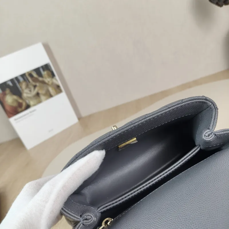 Chanel Crossbody Bag Coco Handle​ Dark Grey Grained Calfskin Mini 19 × 9 × 13 cm — detail view 11 of 14