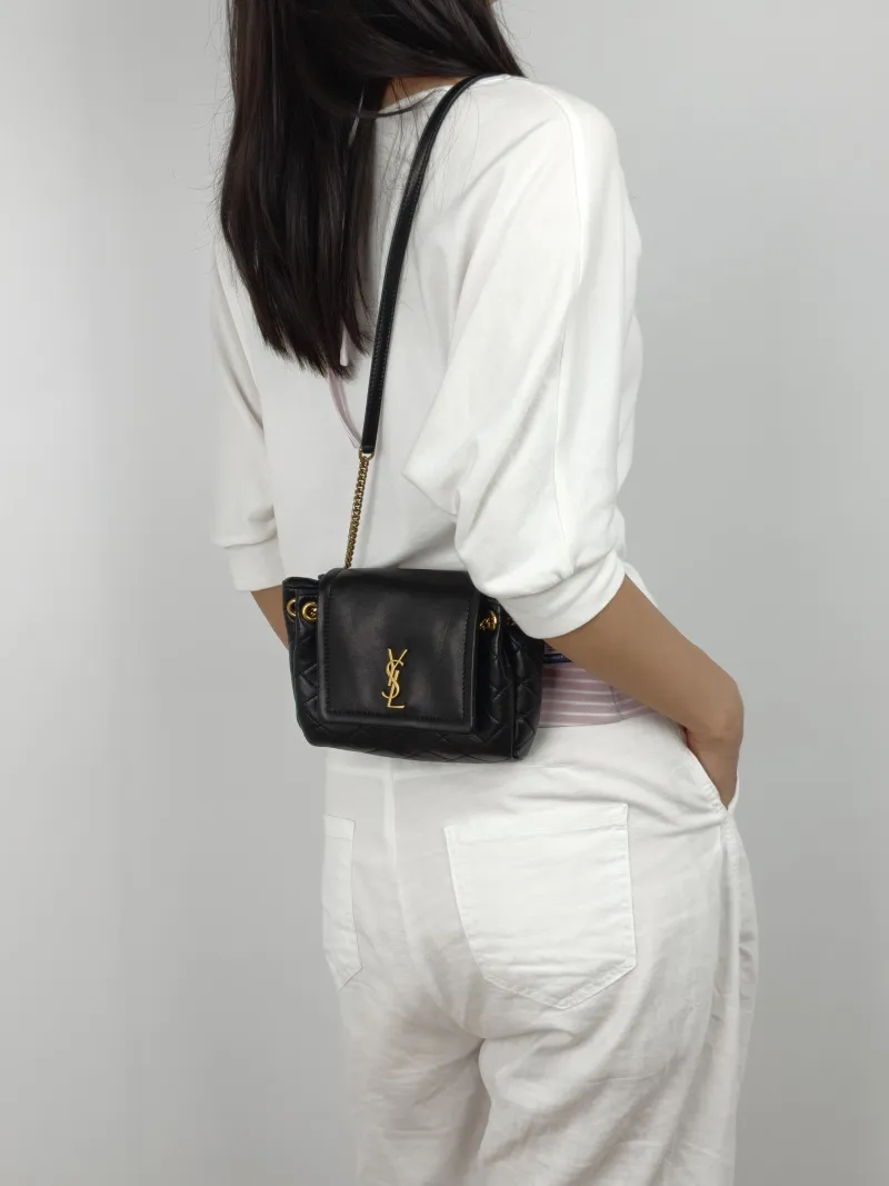 SAINT LAURENT Crossbody Bag NOLITA Black SL ambskin Mini 18 × 6 × 13 cm — on-model view 3 of 3
