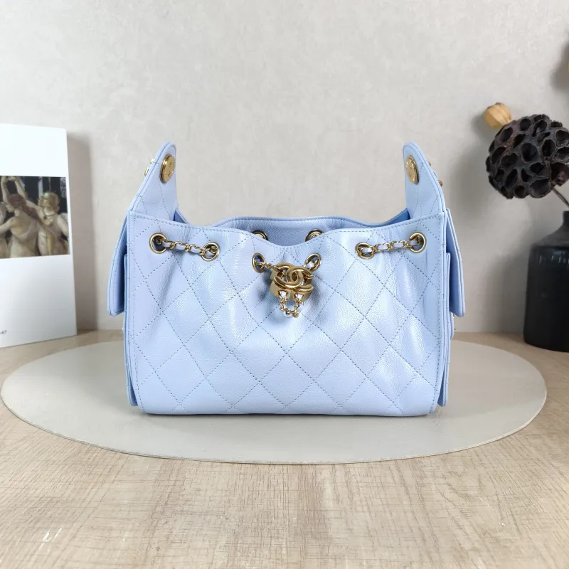 Chanel Crossbody Bag 25Bag Blue Grained Calfskin Mini 22 × 12.5 × 20 cm