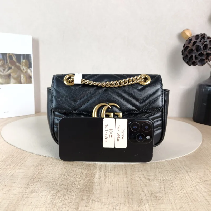 GUCCI Crossbody Bag GG Marmont Small Marmont 22 Black CC alfskin Small 22 × 6 × 13 cm — cover view 5 of 5