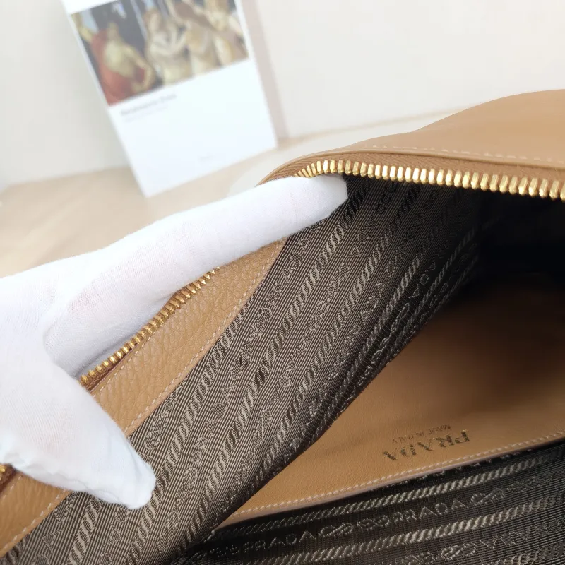 PRADA Shoulder Bag Arqué Brown Calfskin Large 35 × 8 × 22 cm — detail view 10 of 12