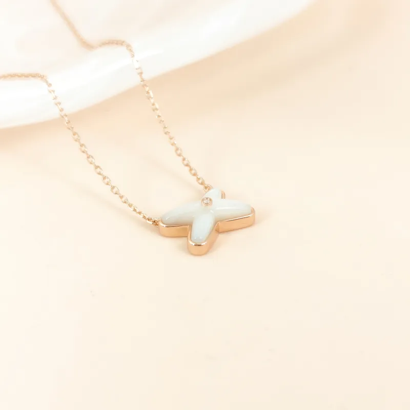 CHAUMET Necklace Jeux de Liens · Collection · Necklace White Mother-of-Pearl Diamond18KR ose Gold One Size 39mm — cover view 2 of 11