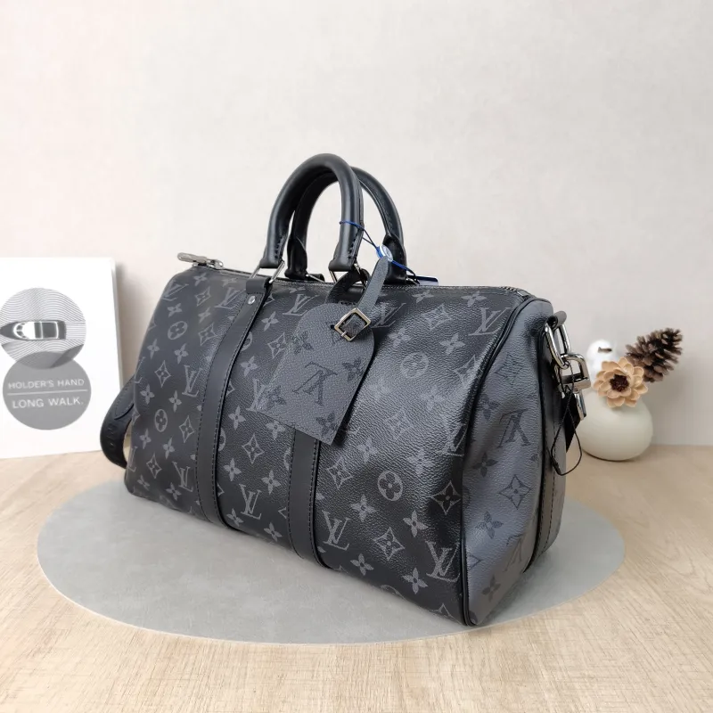 Louis Vuitton Crossbody Bag Keepall 35 Black PVC One Size 35 × 16 × 21 cm — cover view 5 of 6