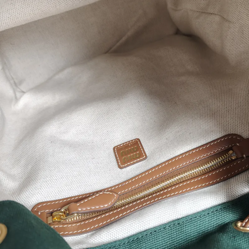 Miumiu Backpack Backpack Green Canvas Large25 × 12.5 × 29.5 cm — detail view 15 of 15