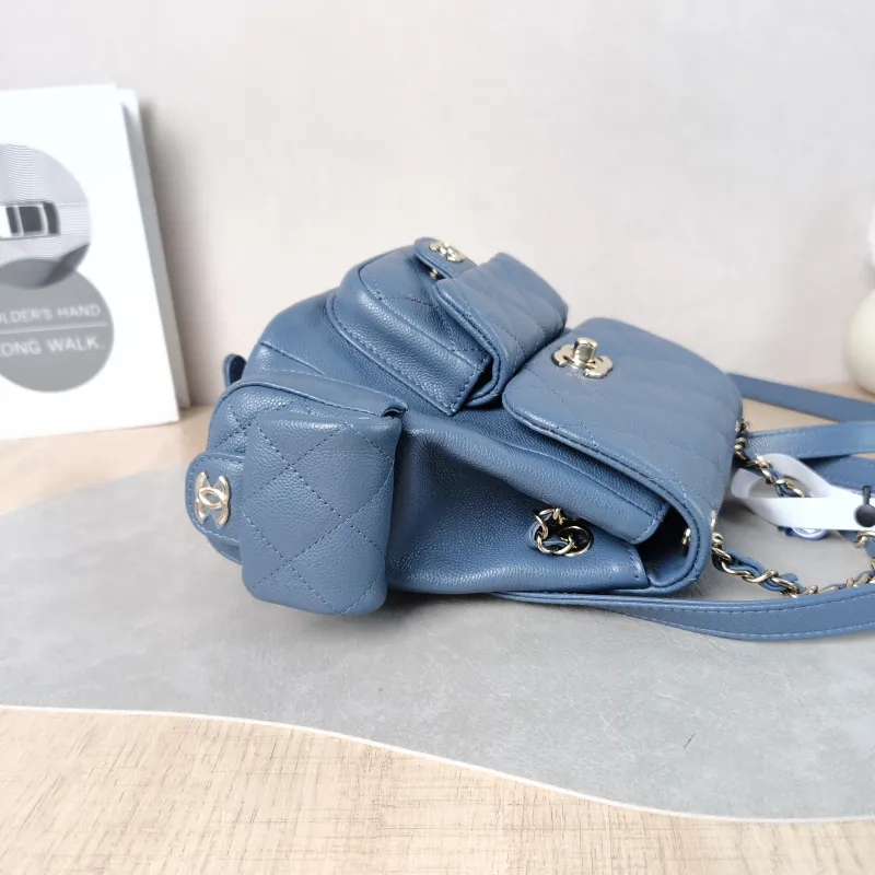 Chanel Backpack duma Blue Grained Calfskin Small 18 × 9.5 × 19 cm — detail view 8 of 10