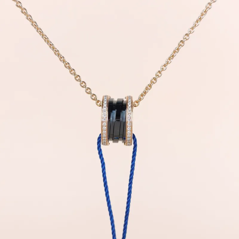 Bvlgari Necklace B.ZERO1Collection Black Pavé Diamond Rose Gold Rose Gold Diamond18KR ose Gold One Size 45cm