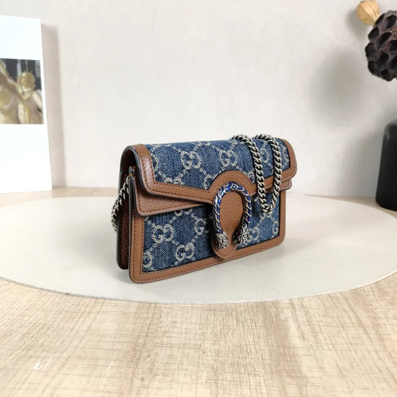 GUCCI Crossbody Bag Dionysus Blue Brown mini16.5 × 4.5 × 10 cm — cover view 3 of 5