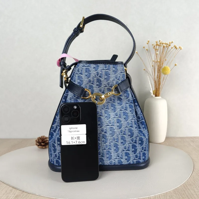 DIOR Shoulder Bag C'est bucket Bucket Bag Blue Canvas 24 × 10 × 25.5 cm — cover view 3 of 5