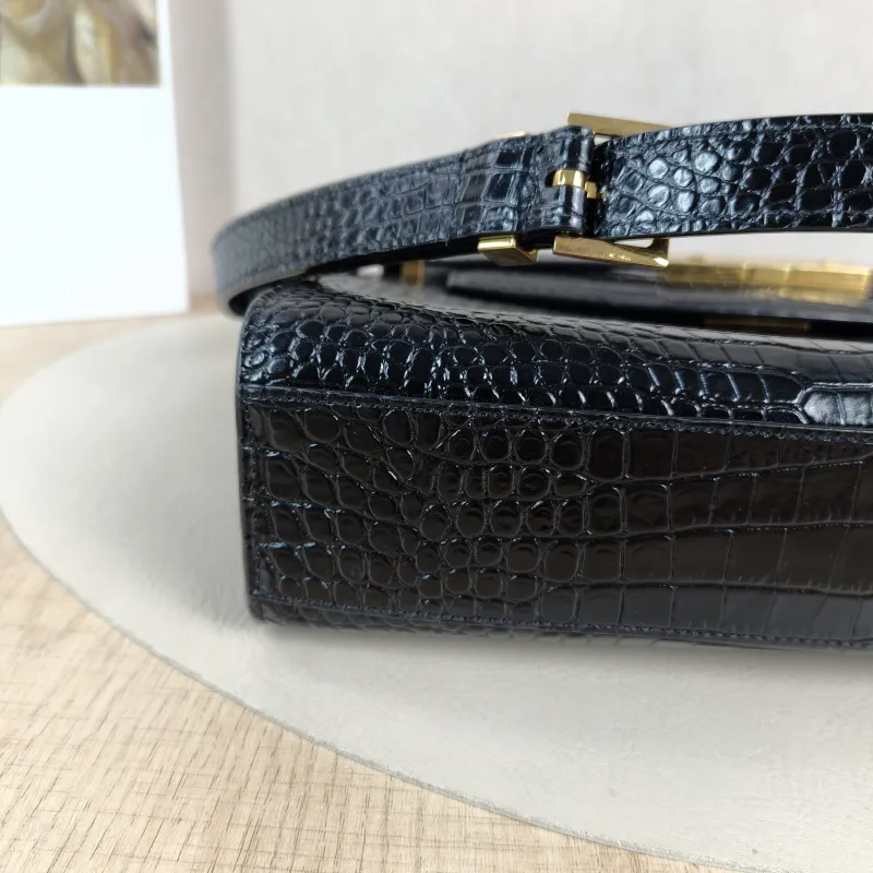 SAINT LAURENT Shoulder Bag MANHATTAN Black Embossed Calfskin Medium 29 × 7.5 × 20 cm — detail view 6 of 13
