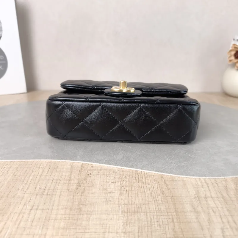 Chanel Crossbody Bag Black with Gold-Tone Hardware Lambskin Mini 18 × 5 × 12 cm — cover view 6 of 6