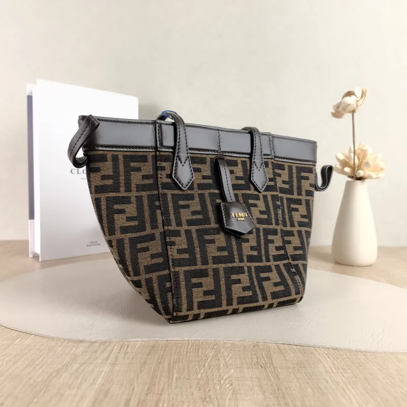 FENDI Top Handle Bag origami Shoulder Bag Monogram Canvas Mini 15 × 15 × 18.5 cm — cover view 5 of 5