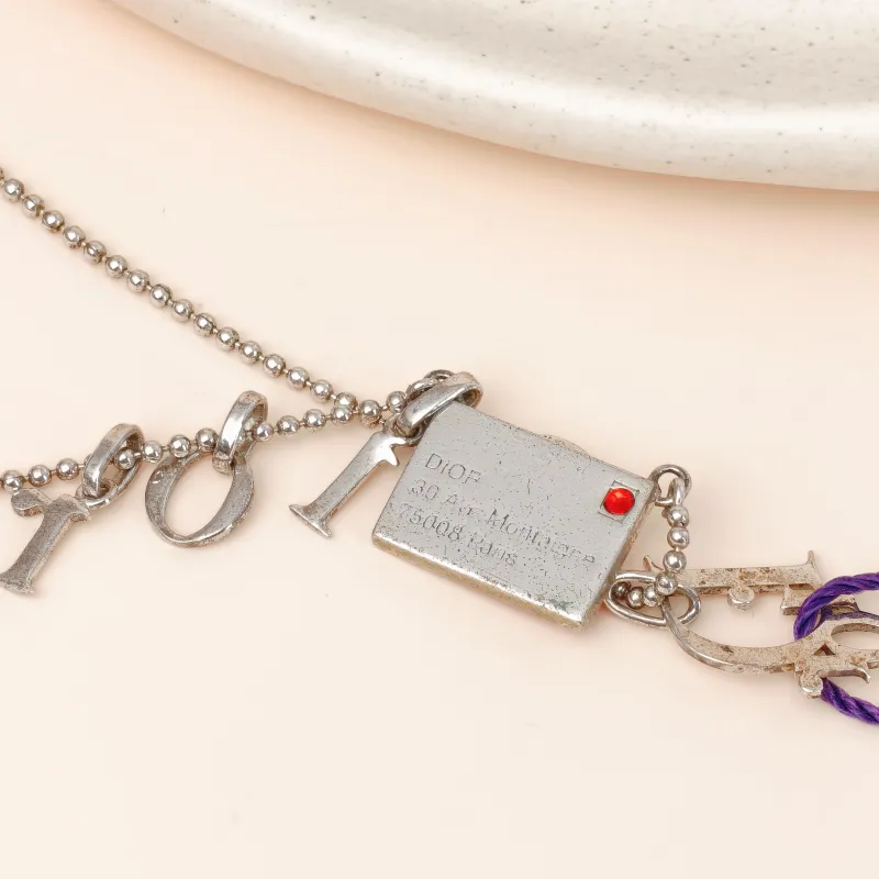 DIOR Necklace Pink logo Necklace Silver One Size42cm — cover view 7 of 9