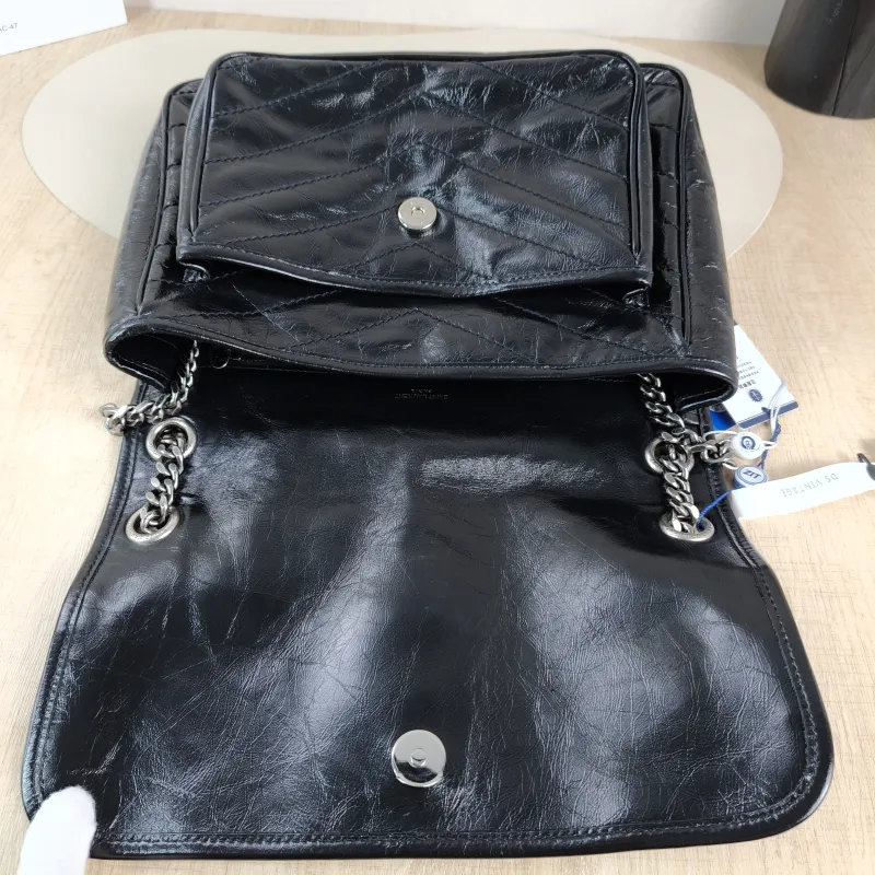SAINT LAURENT Crossbody Bag Niki Black Waxed Leather Calfskin Medium28 × 8.5 × 20 cm — detail view 2 of 13