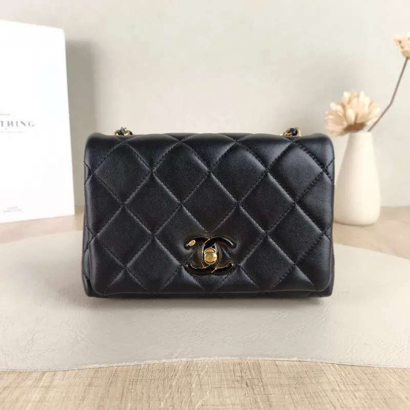 Chanel Crossbody Bag C Edition Black Lambskin Mini 18 × 7 × 12 cm