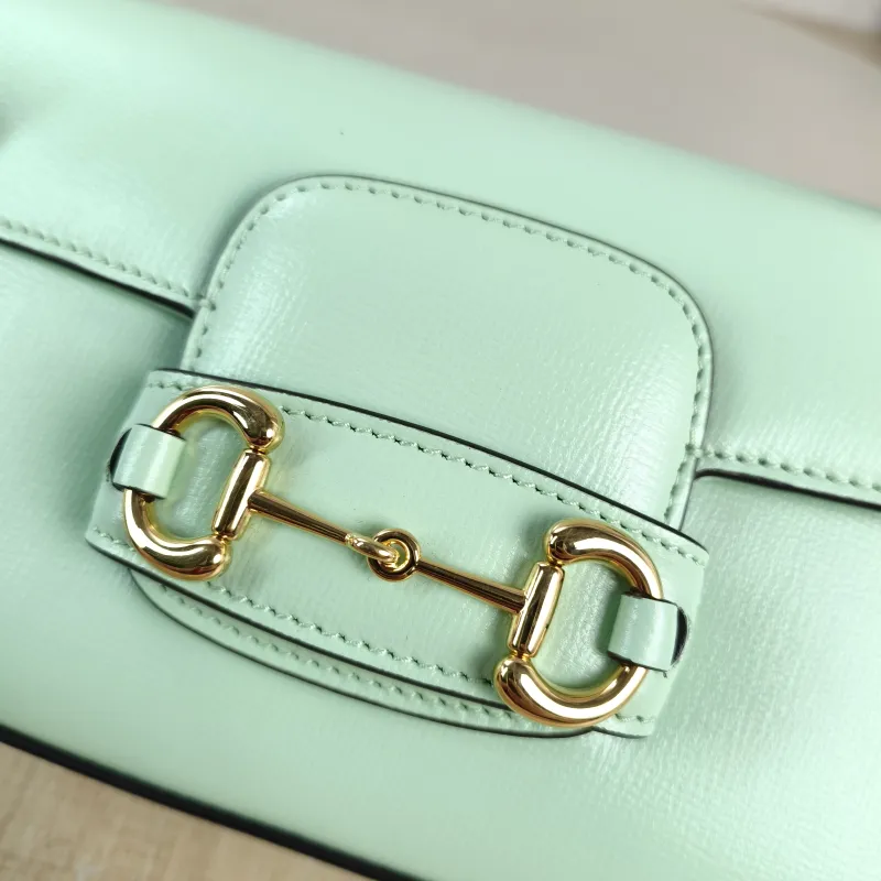 GUCCI Crossbody Bag Horsebit 1955 Horsebit Small Green Calfskin Small 24 × 5.5 × 13 cm — detail view 3 of 11