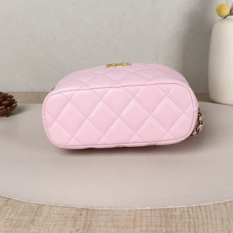 Chanel Crossbody Bag Gold-Tone Hardware Pink Grained Calfskin One Size21.5 × 7.5 × 19 cm — cover view 4 of 5