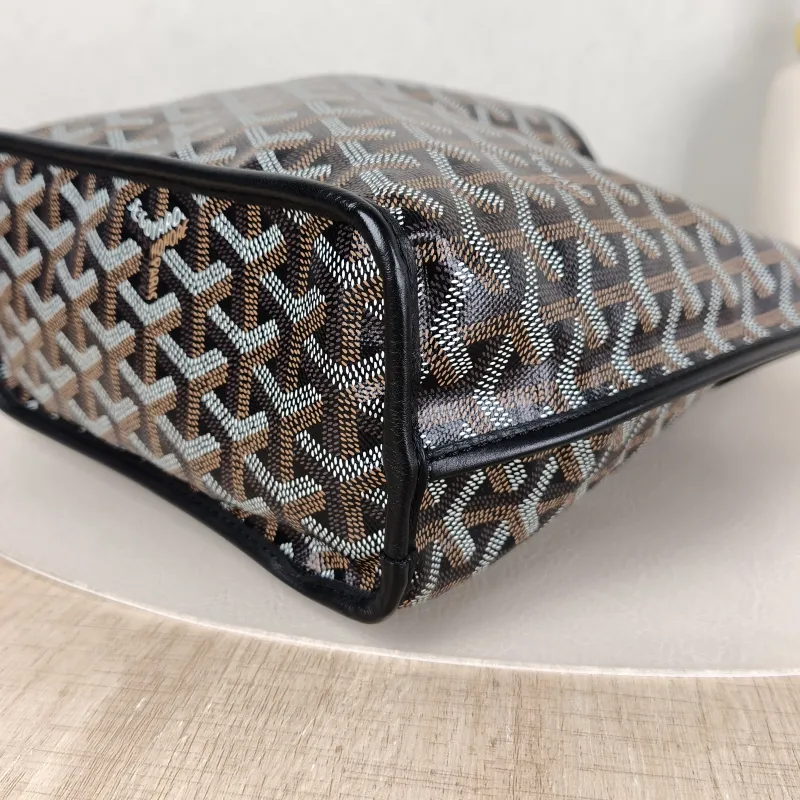 GOYARD Top Handle Bag ANJOU Shopping Tote Black ine Canvas Mini 19.5 × 9 × 19.5 cm — detail view 10 of 12