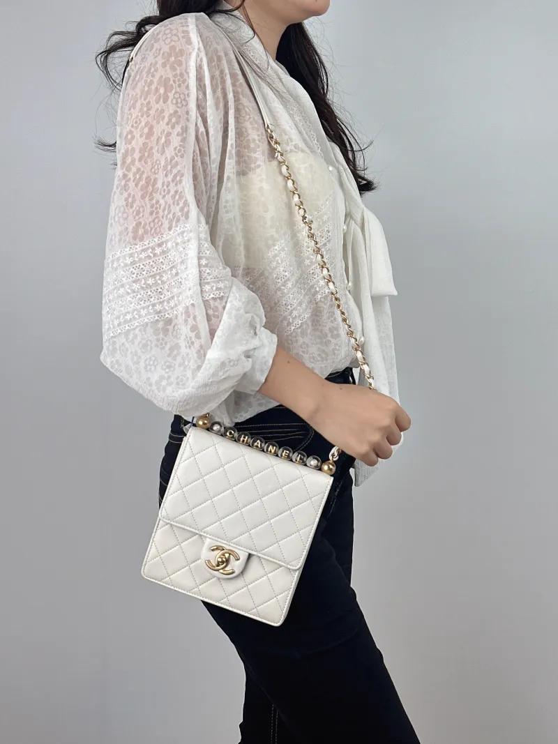 Chanel Crossbody Bag logo cf Collection Edition Crossbody Bag White Lambskin One Size 16 × 4 × 17.5 cm 30 — on-model view 2 of 2