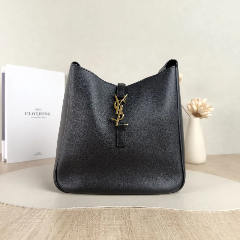 SAINT LAURENT Shoulder Bag LE 5 À 7 Hobo Black Calfskin Small 22 × 8.5 × 23 cm