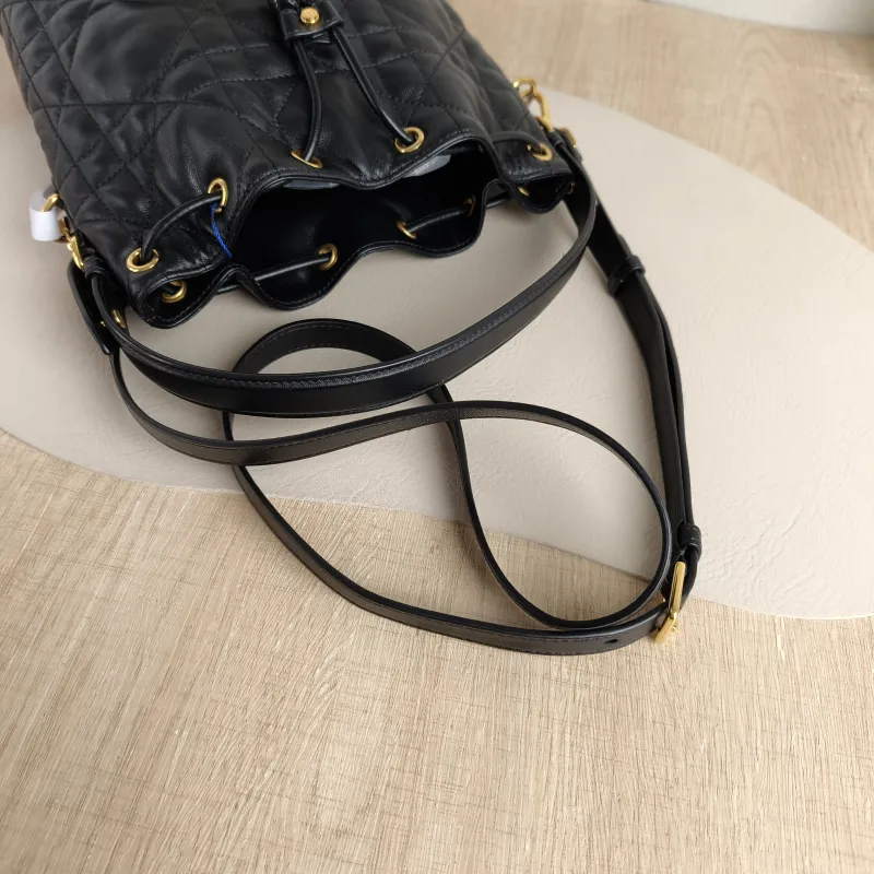 DIOR Crossbody Bag Caro Bucket Bag Black Lambskin Small 20 × 9 × 24 cm — detail view 6 of 11