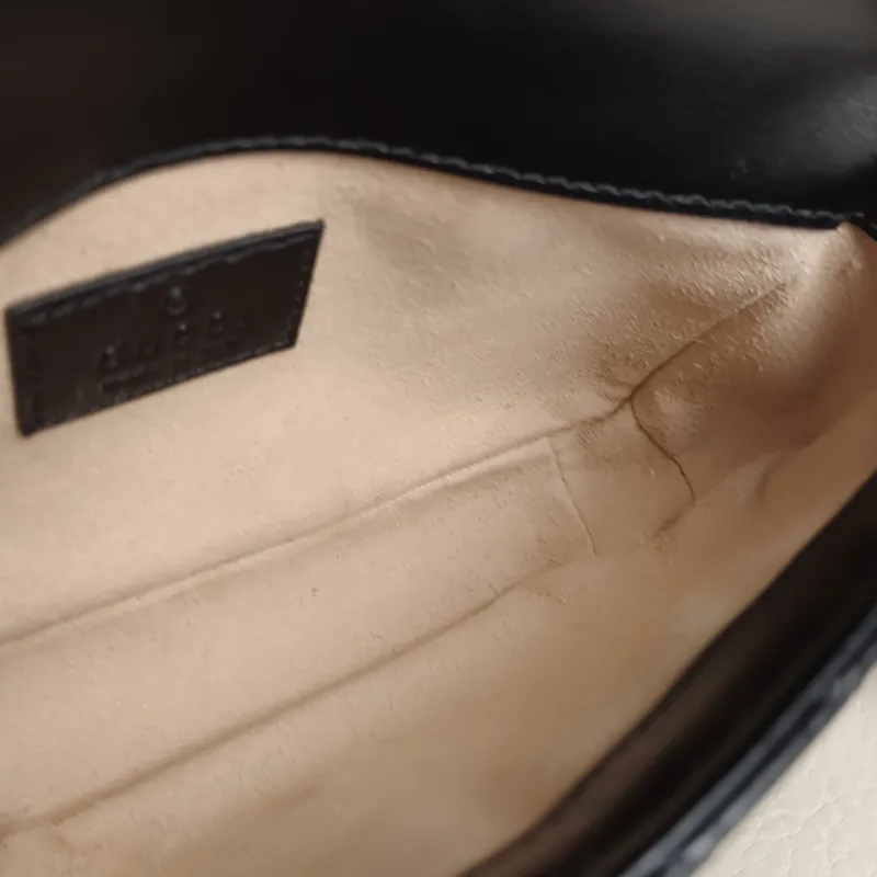 GUCCI Crossbody Bag GG Marmont Mini Marmont Mini Black Calfskin Mini 16.5 × 4.5 × 9.5 cm — detail view 10 of 12