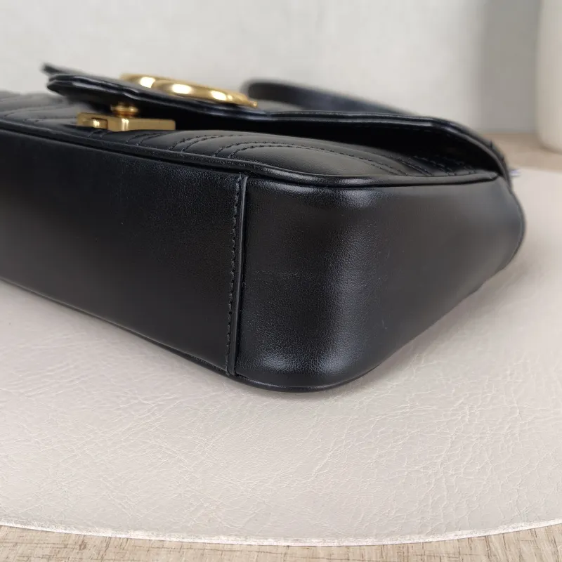 GUCCI Crossbody Bag GG Marmont Small Marmont 22 Black CC alfskin Small 22 × 6 × 13 cm — detail view 2 of 13
