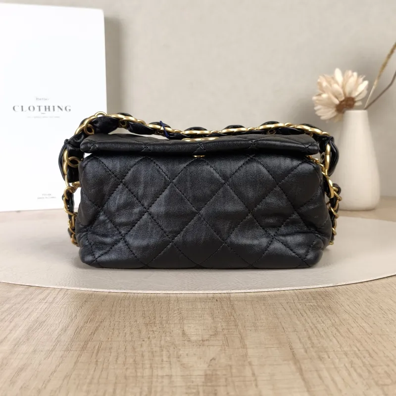 Chanel Crossbody Bag Gabrielle Hobo Black Lambskin Small19 × 7 × 13 cm
