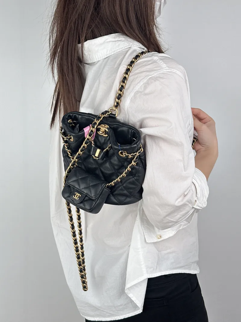 Chanel Backpack Backpack Black Calfskin Small16.5 × 12 × 16 cm — on-model view 2 of 2