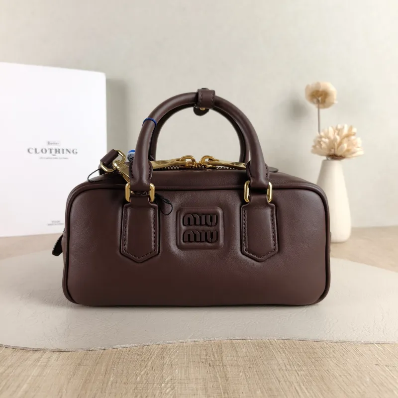 Miumiu Top Handle Bag Arcadie Collection Bowling Bag CC alfskin Medium 22 × 7.5 × 10.5 cm