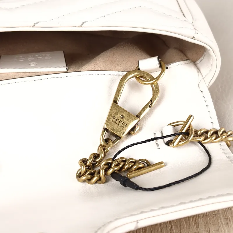 GUCCI Crossbody Bag GG Marmont Mini Marmont Mini White Calfskin Mini 16.5 × 4.5 × 9.5 cm — detail view 8 of 11