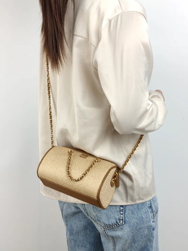 Chanel Crossbody Bag Crossbody Bag Brown Woven Mini 19 × 11 × 11 cm — on-model view 2 of 2