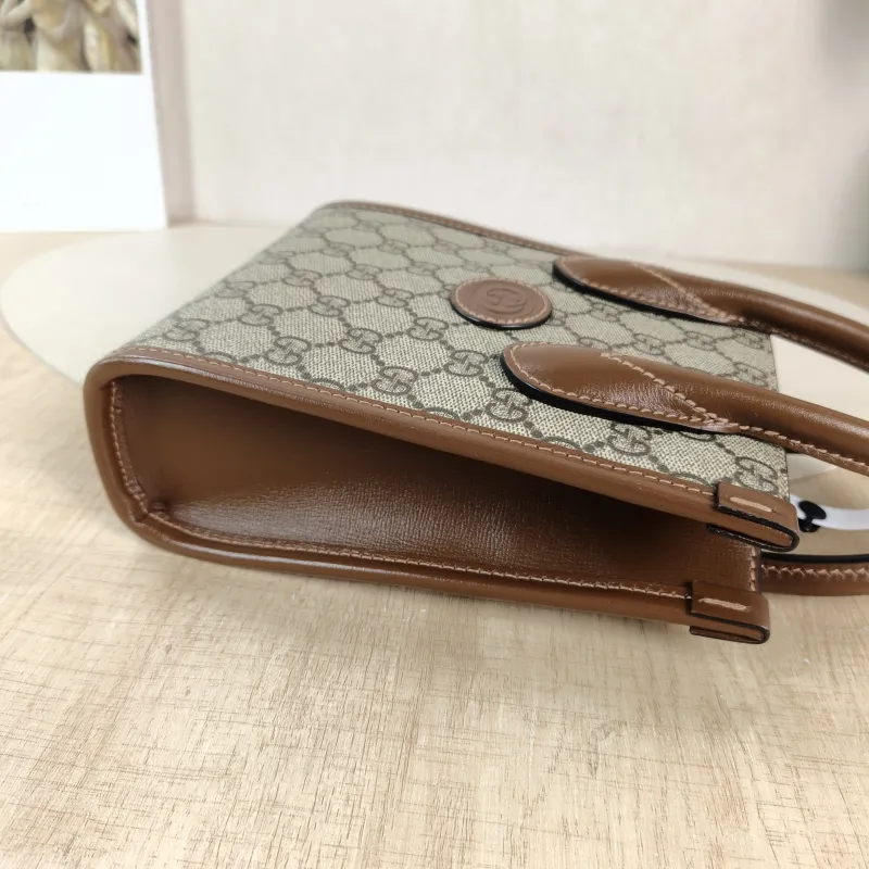 GUCCI Crossbody Bag GG Retro Collection Tote Bag Brown PVC Mini 16 × 7 × 20 cm — detail view 9 of 13