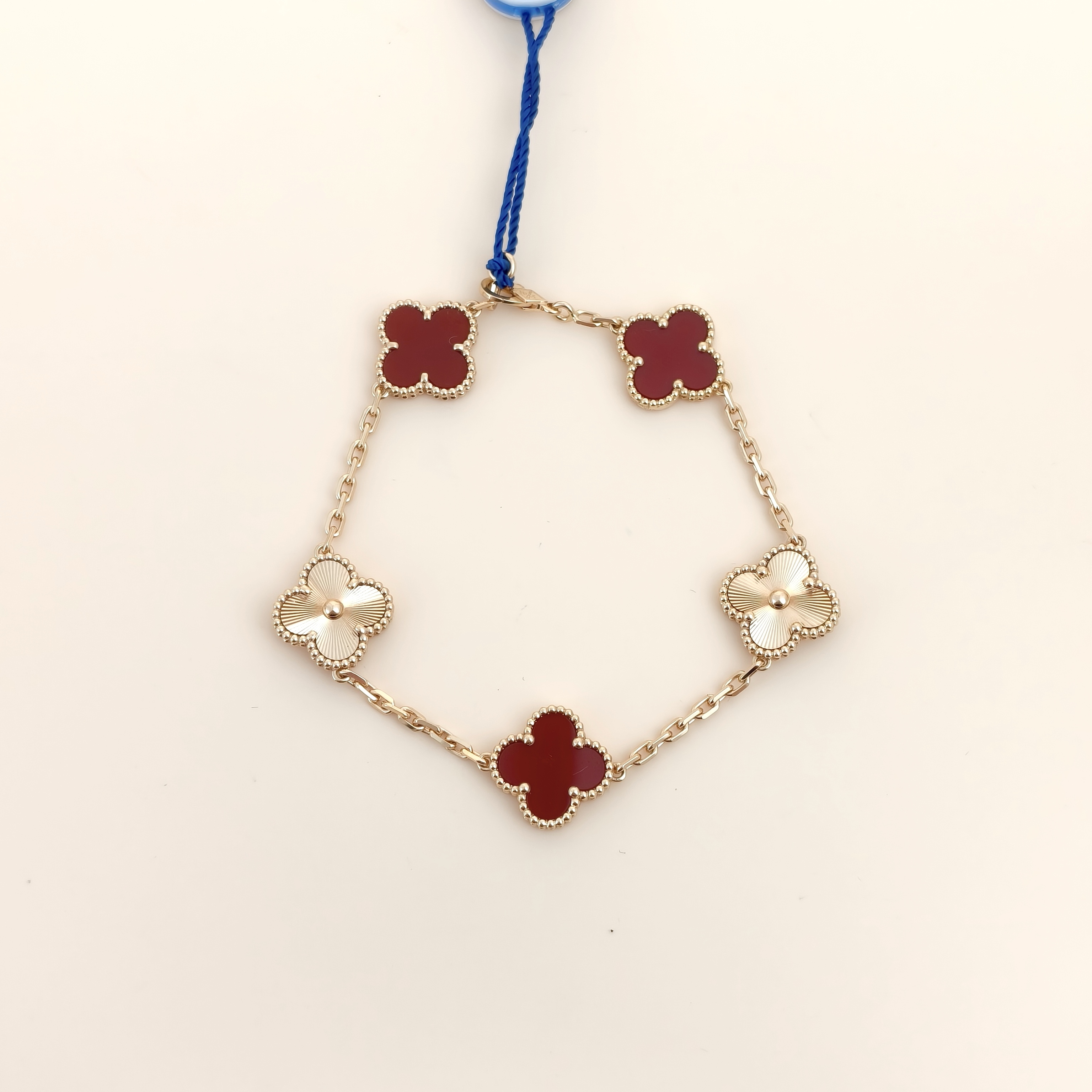 Van Cleef & Arpels Bracelet Alhambra Alhambra Collection Five-Motif Bracelet 18KR ose Gold Vintage Small19cm
