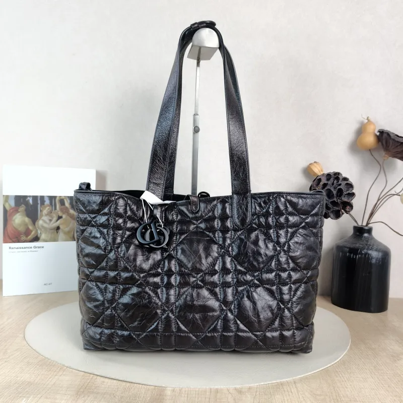 DIOR Top Handle Bag TOUJOURS Black so black Waxed Leather Medium 28.5 × 17 × 21.5 cm