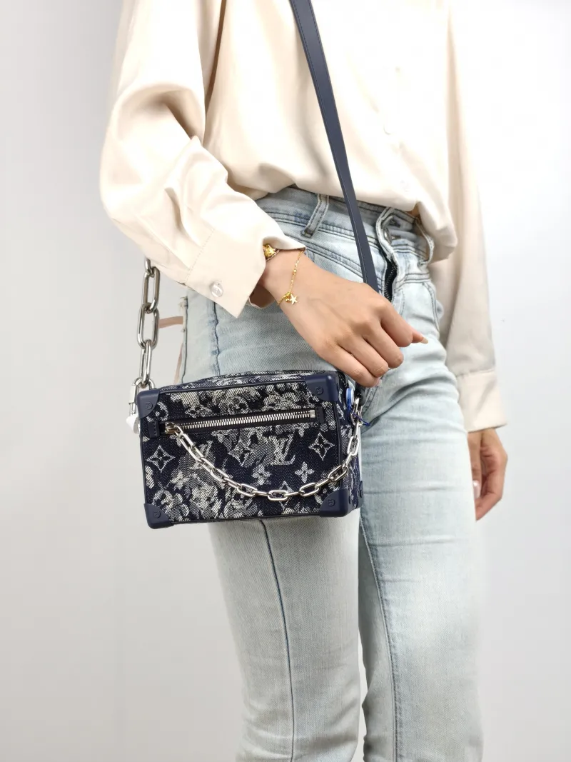 Louis Vuitton Crossbody Bag SOFT TRUNK Box Black PVC Mini 18.5 × 8 × 13 cm — on-model view 1 of 2