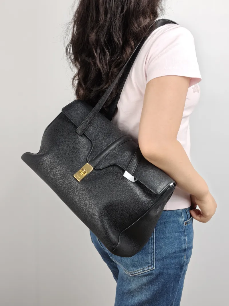 CELINE Shoulder Bag Soft 16Shoulder Bag Black Calfskin Medium 32 × 15 × 24 cm — on-model view 1 of 2