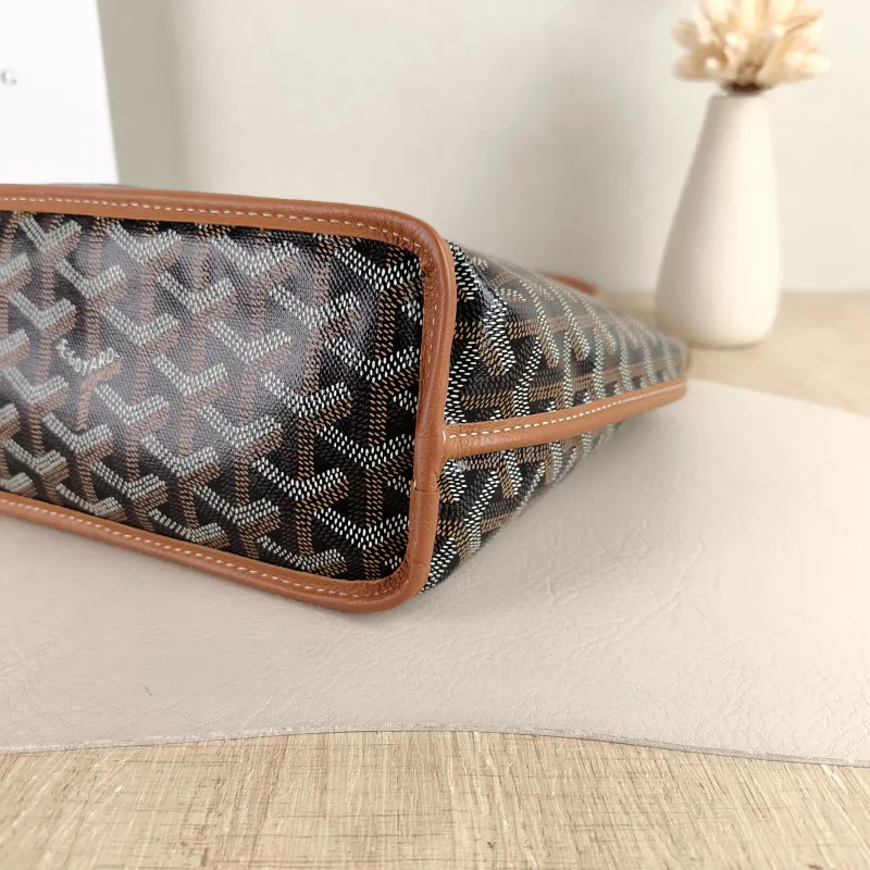 GOYARD Top Handle Bag ANJOU Shopping Tote Brown Calfskin Mini 19.5 × 9 × 19.5 cm — detail view 10 of 10