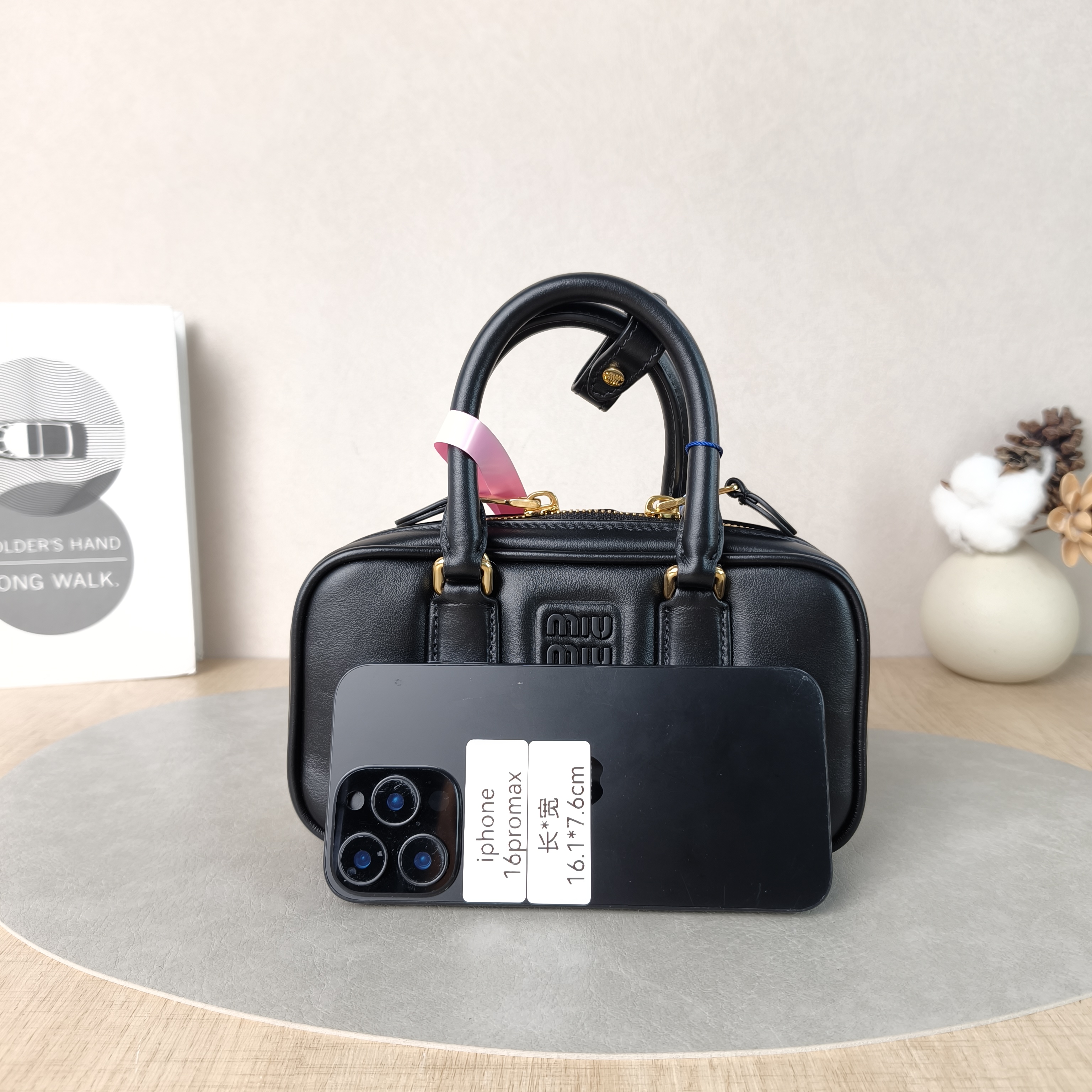 Miumiu Top Handle Bag Arcadie Collection Bowling Bag Black CC alfskinmini19 × 5 × 10 cm — cover view 3 of 5