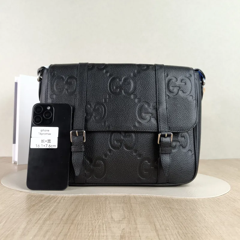 GUCCI Crossbody Bag Messenger Bag Crossbody Bag Black Calfskin One Size30 × 6 × 25.5 cm — cover view 2 of 5