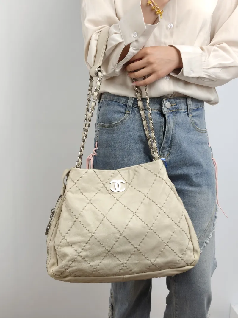 Chanel Shoulder Bag Tote Bag Beige Calfskin 37 × 7 × 29 cm 11 — on-model view 2 of 2