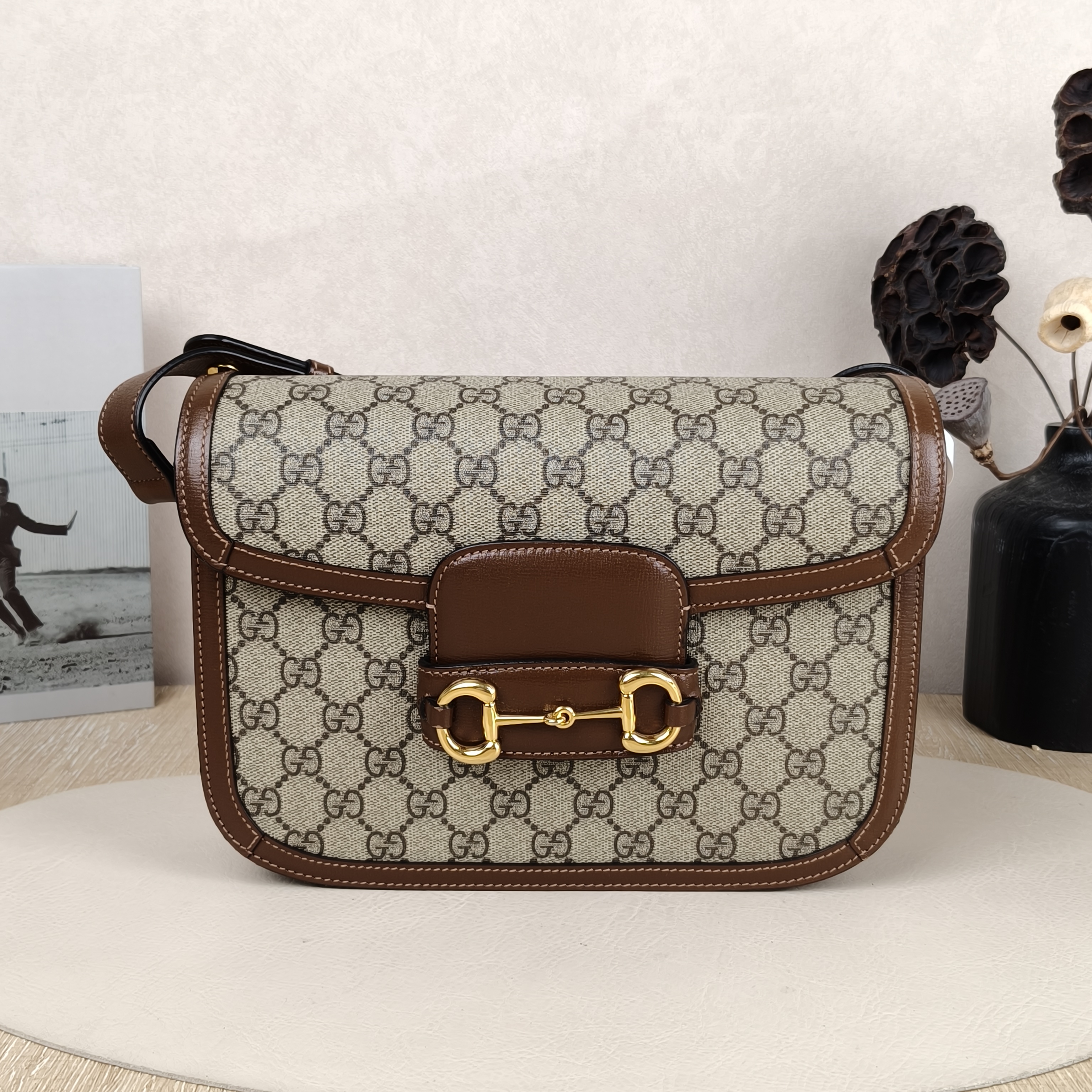 GUCCI horsebit1955Horsebit Medium Monogram PVC · Dust Bag · 25 × 8 × 18 cm