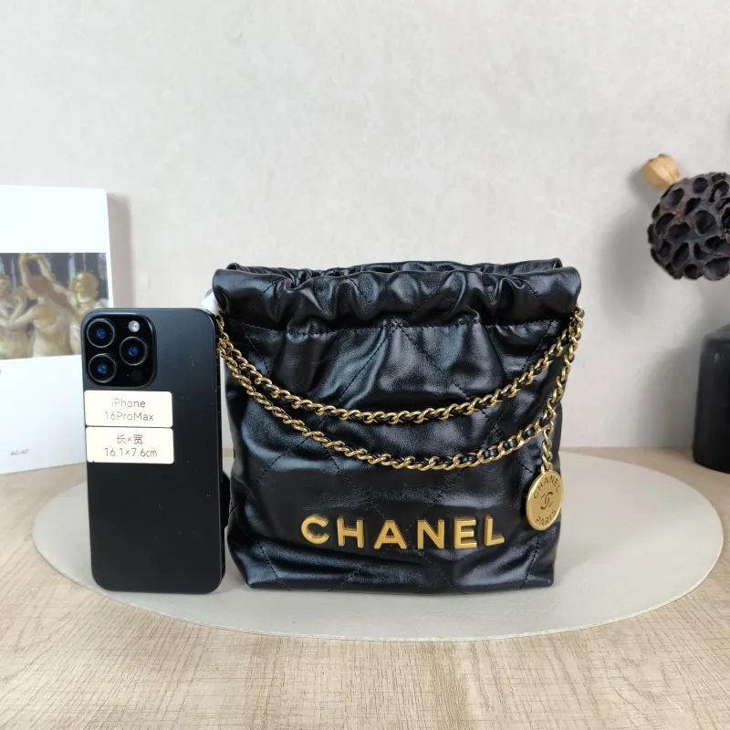 Chanel Shoulder Bag 22Bag Black CC alfskin Mini 20 × 6 × 19 cm — cover view 3 of 6