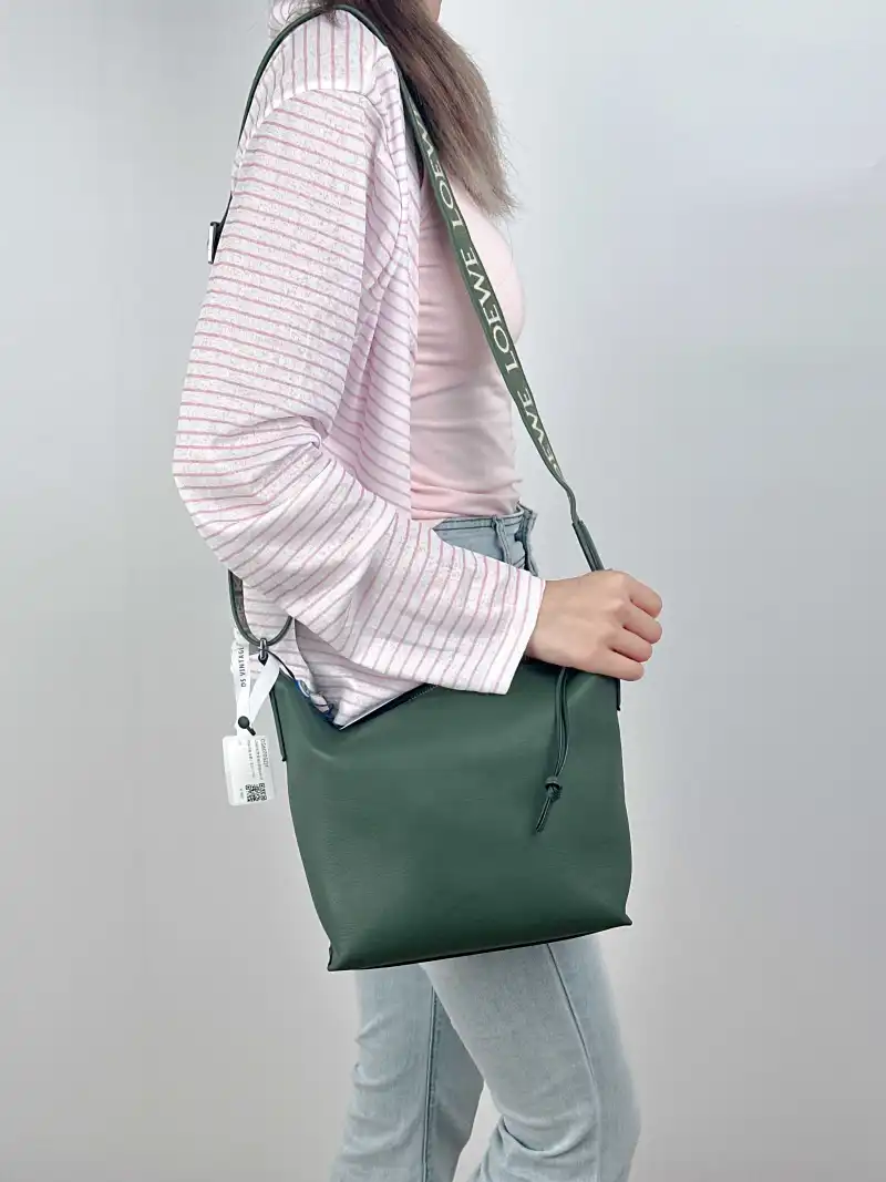 LOEWE Crossbody Bagcubi Crossbody Bag Green Calfskin Small20 × 11 × 15 cm — on-model view 3 of 3
