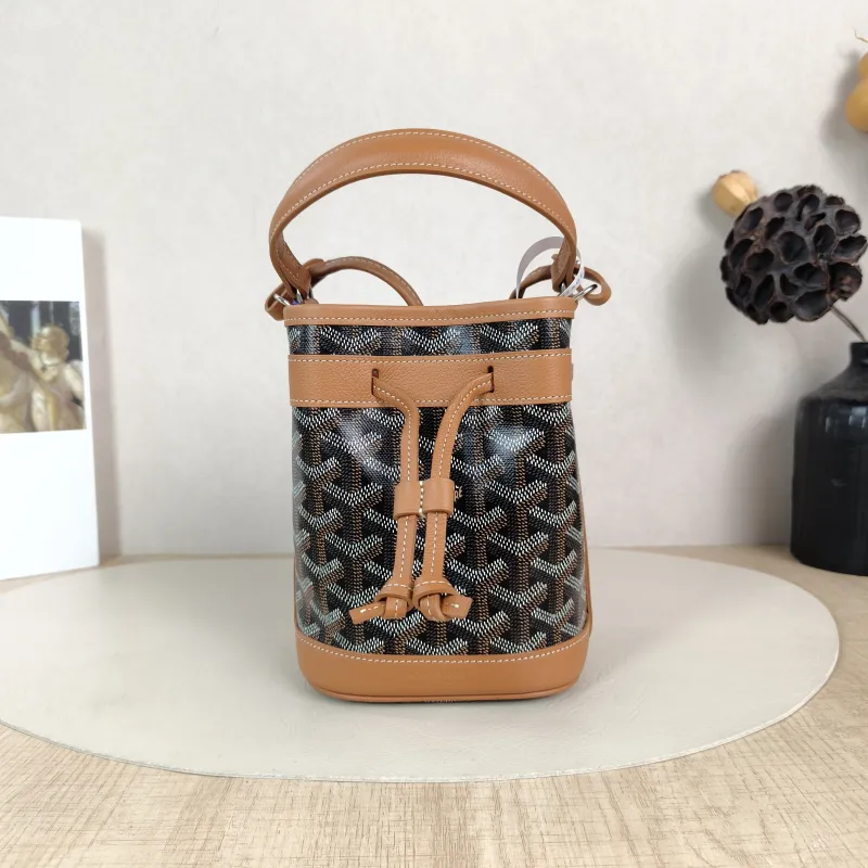 GOYARD Crossbody Bag Petit Flot Brown ine Canvas Mini 12 × 10 × 17.5 cm