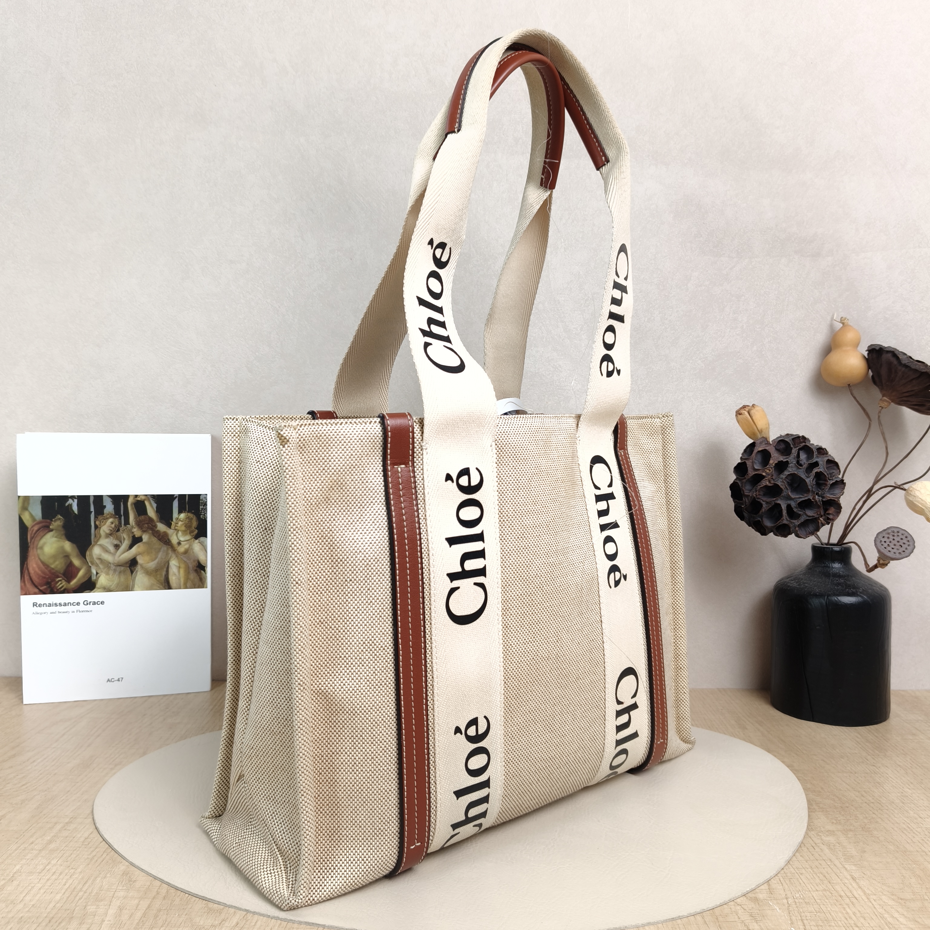 Chloé Top Handle Bagwoody Collectiontote White Canvas37 × 12 × 27 cm — cover view 2 of 4