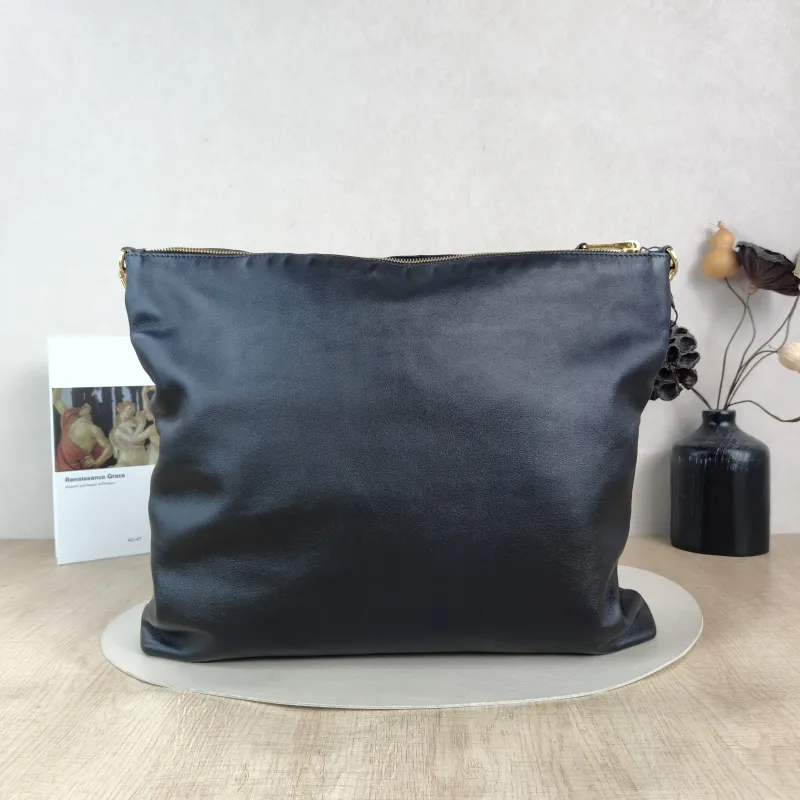 Miumiu Crossbody Bag Hobo Shoulder Crossbody Bag Black Calfskin One Size 38 × 6 × 34 cm — cover view 3 of 5
